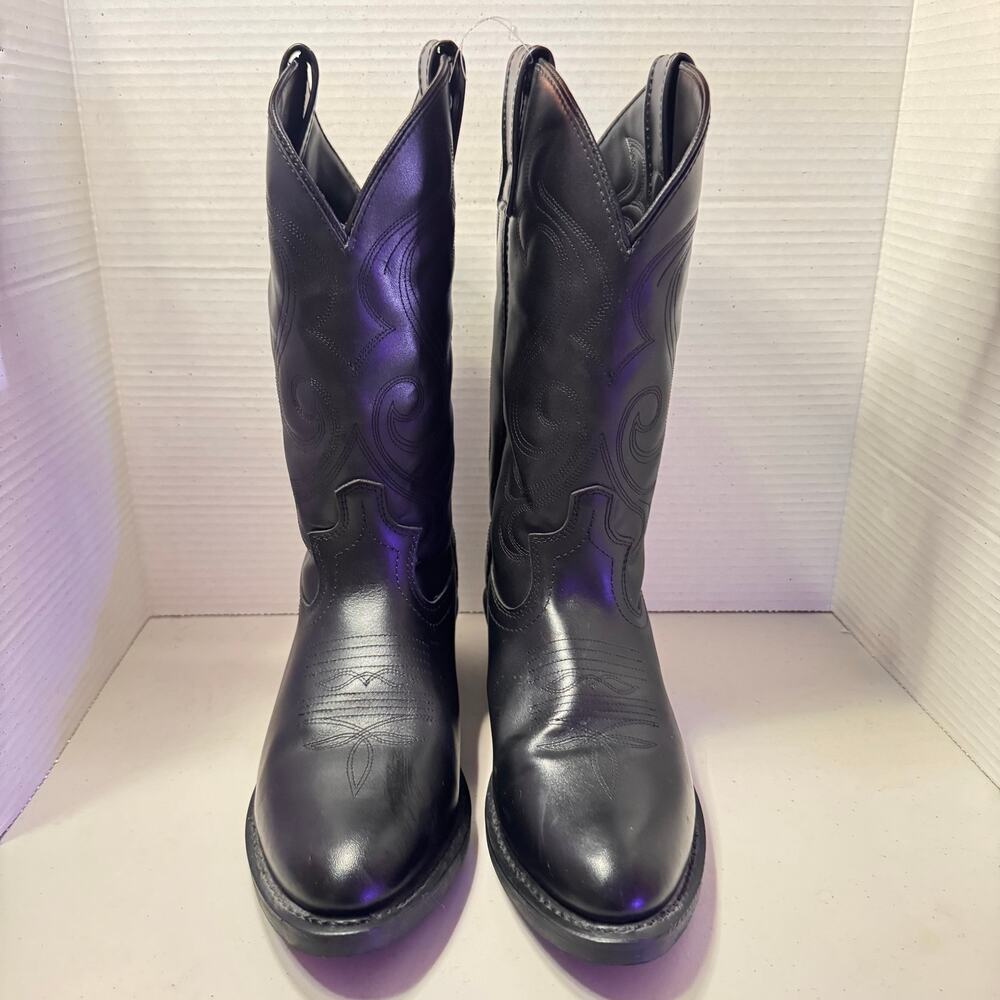 Masterson NWOT Black leather cowboy boots sz 8EW RB915 Western Work Boots